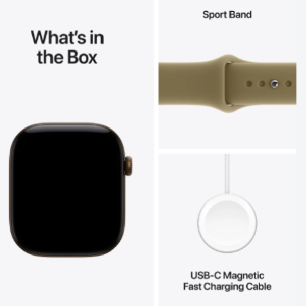 Apple Watch Series 12 GPS 46mm Dark Bronze Aluminium Case with Olive Sport Band - M/L MJEU4X/A