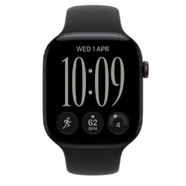 Apple Watch Series 12 GPS 46mm Black Aluminium Case with Black Sport Band - M/L MJEL4X/A